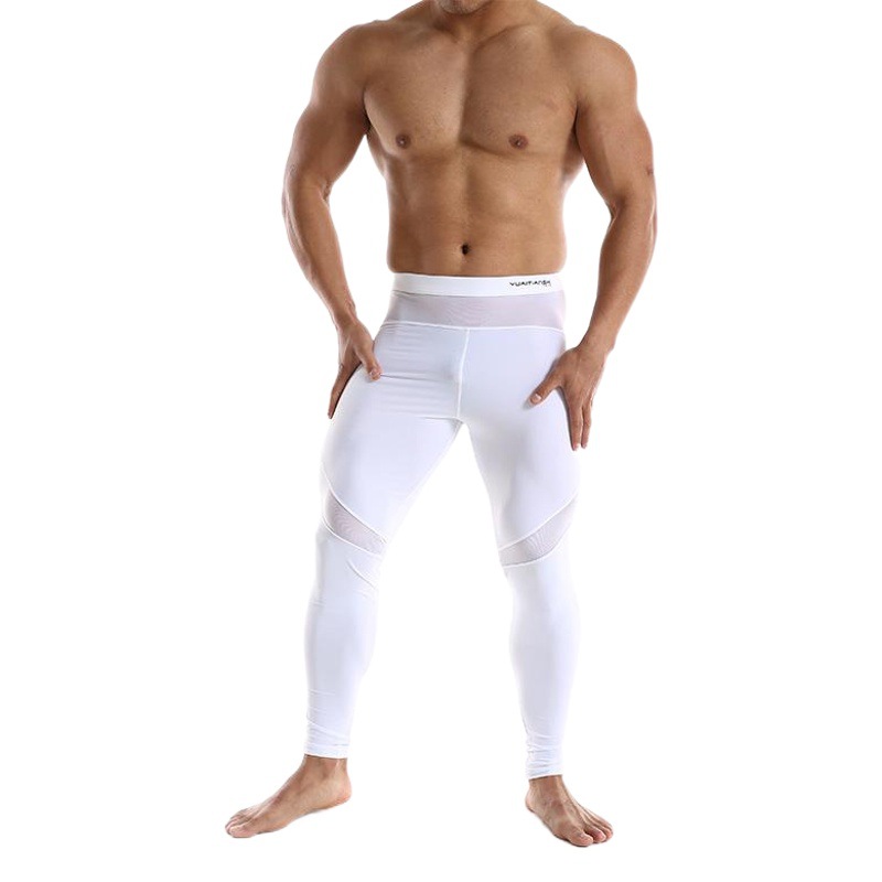 In stock men's nylon mid-waist sports fitness single pants fashion casual pants one-piece delivery tight pants men
