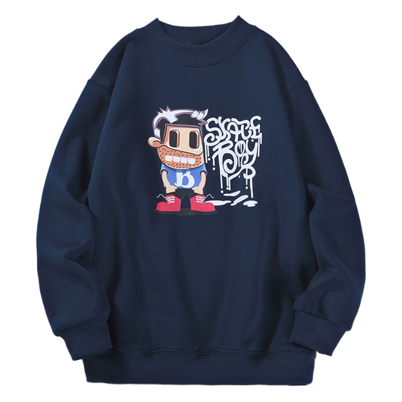 Autumn and Winter Korean Style New Boys' Velvet Sweatshirts, Medium and Large Kidsren's Austrian Velvet Cartoon Printed Kidsren's Sweatshirts Wholesale