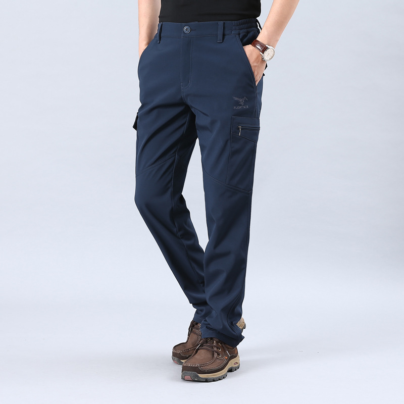 Picture of 105-3 outdoor assault pants men's velvet padded elastic soft shell pants windproof waterproof fleece ski pants mountaineering pants