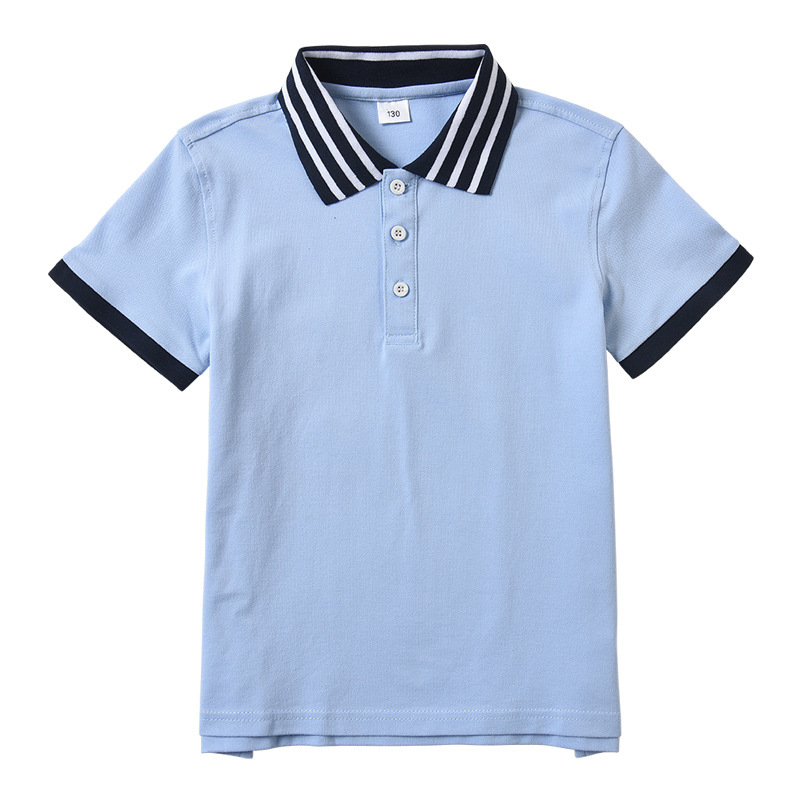 Picture of Children's White Polo Shirt Short-sleeved Cotton Boys Lapel White T-shirt Summer School Uniform Girls' Half-sleeved T-shirt