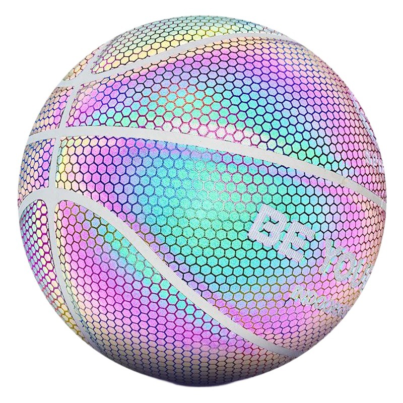 Cross-border reflective basketball trembles luminous luminous color pu moisture absorption 7 adult ball manufacturers customized a generation of hair