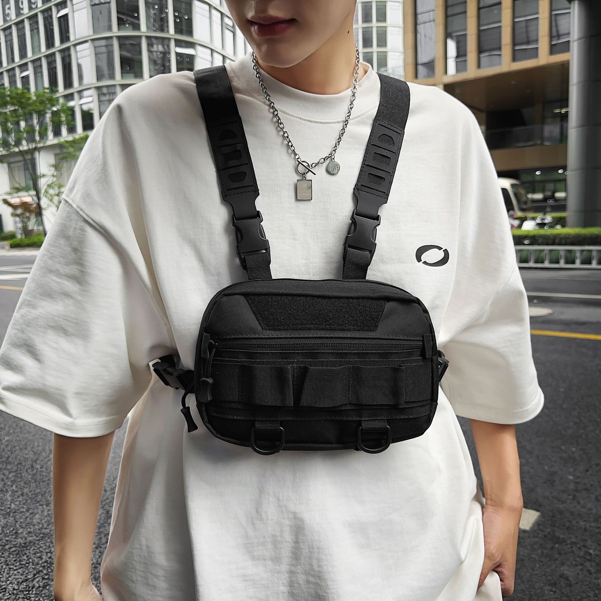 New Luya Bag Tactical Chest Bag Men's Chest Bag Trendy Brand Waist Bag Multifunctional Outdoor Cycling Sports Vest Hanging Bag