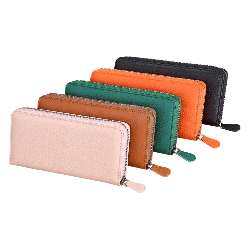 Large pattern genuine leather long women's wallet fashion clutch RFID anti-theft brush cowhide card holder wallet coin purse