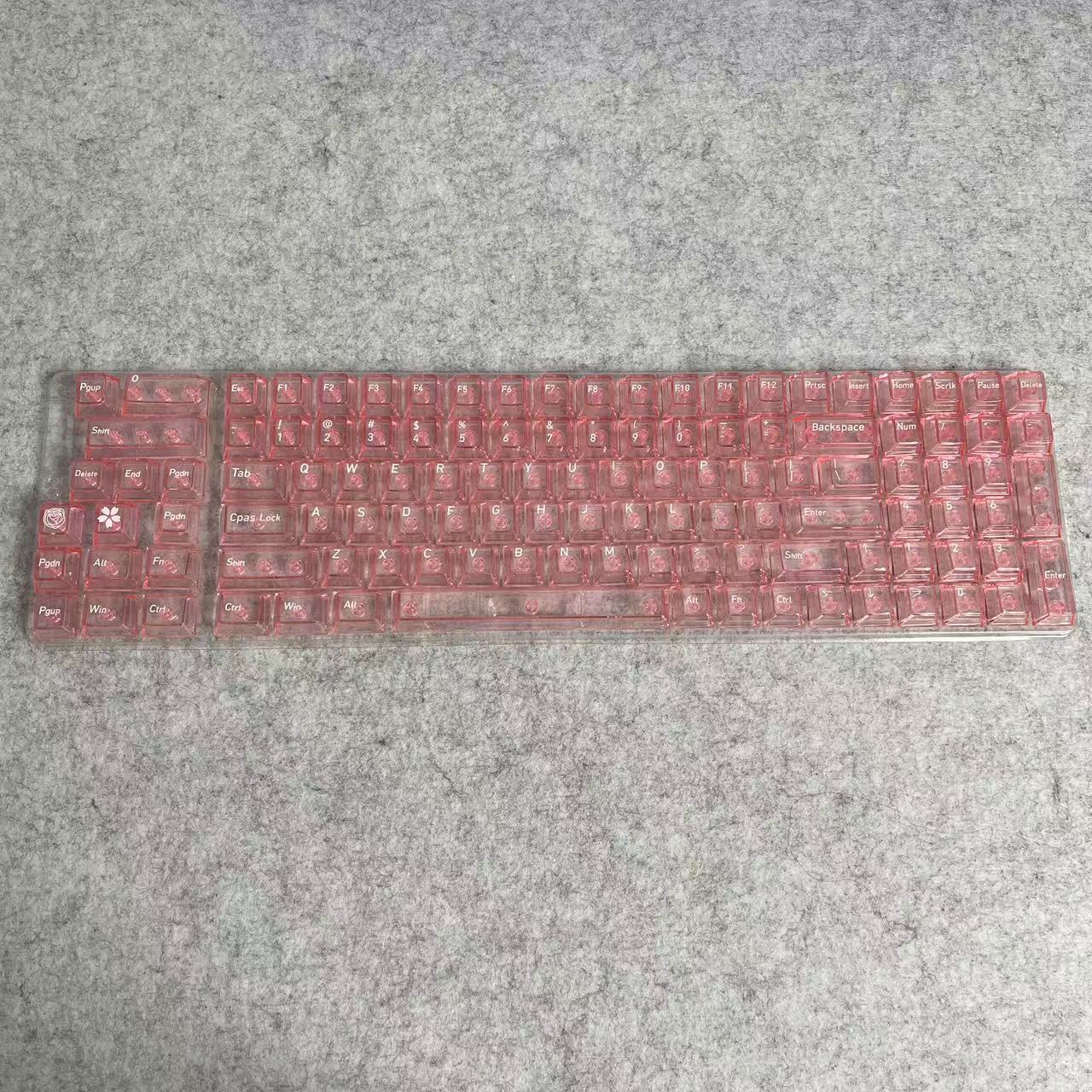 Picture of Wholesale 115-Key Four-Sided Transparent Keycaps Customized Original Height Mda High-Value Cross-Axis Matte Transparent Keycaps