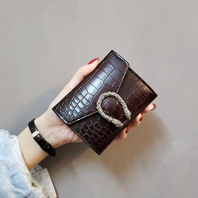 Picture of New Wallet Female Student Folding Super Small Coin Purse Fashionable Crocodile Pattern Multi-Card Small Card Bag Simple Clutch Bag