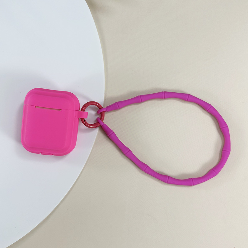 Picture of Simple Pure Color Belt Pendant Suitable for Airpods4 Protective Case Apple 1/2 Silicone Headphone Case with Lanyard Source