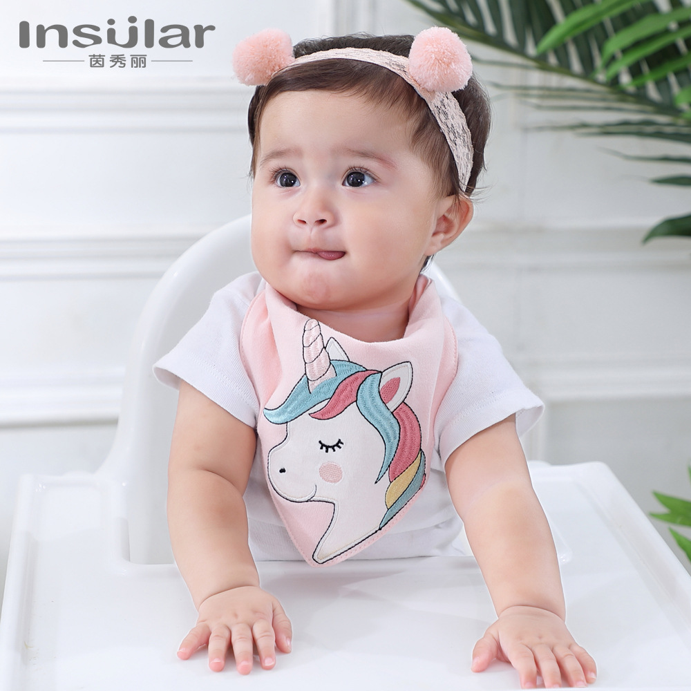 Picture of 3 PCTs Yinxiuli Pure Cotton Baby Slip Towel Baby Snaps Triangle Slip Towel Scarf Bib Bib Cross Border