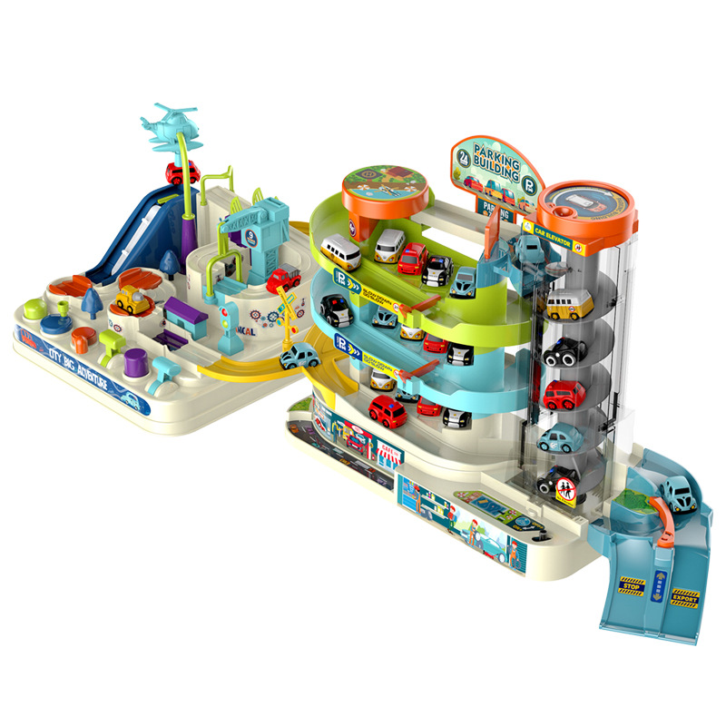 Picture of Children's Entry Adventure Boy's Toy Car Building Parking Lot Beneficially Intelligence Brainstork Rail Car 3 Years Old 4 Tiktok