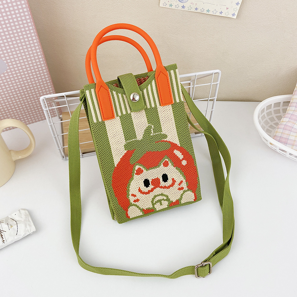 Picture of Shoulder Crossbody Mobile Phone Bag Cute Knitted Hand Bag Cartoon Large Capacity All-match Coin Purse Handbag Wholesale
