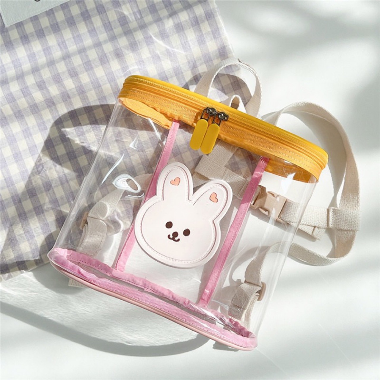 Picture of Ins K-Style of Dot Same Animal Contrast Transparent Backpack Kindergarten Beach Cosmetics Bag Transparent Jelly Bag