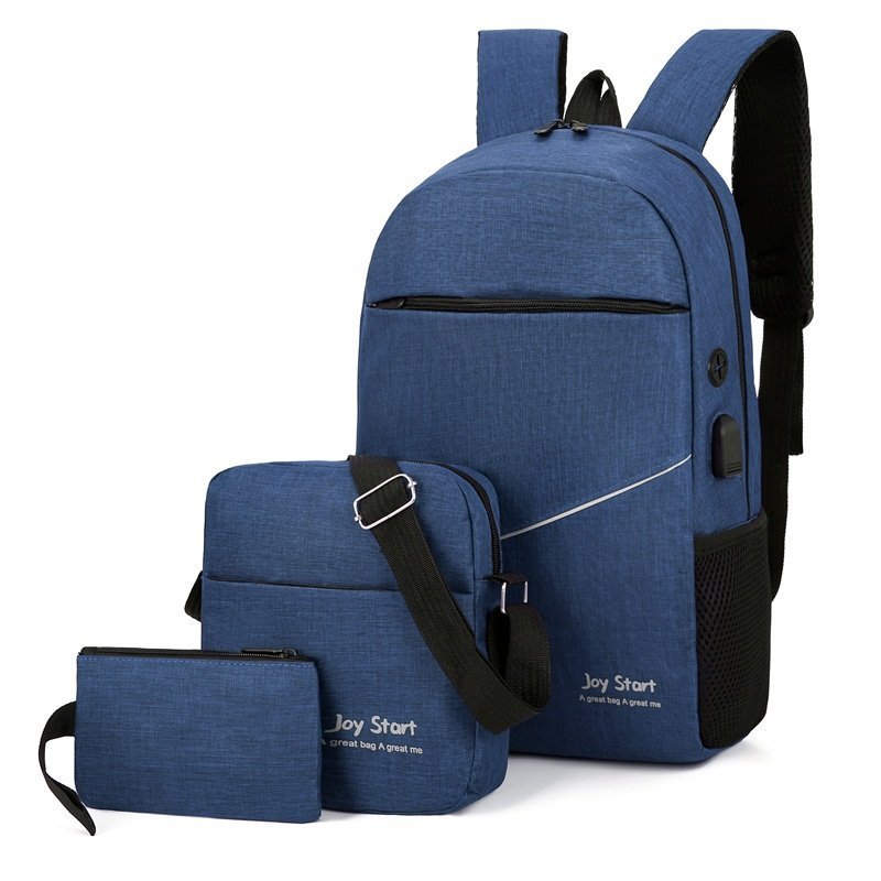 Picture of Backpack Men's Large Capacity 15.6-inch Computer Bag Business Backpack Three-piece Set Junior High School Student Schoolbag Women's Cross-Border