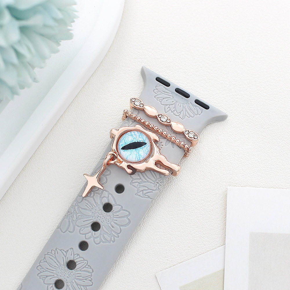 Picture of Apple Watch Watch Universal Silicone Strap with Diamond Blue Eyes