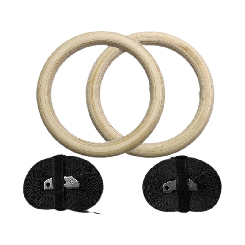 Picture of Wooden rings indoor fitness rings suit gymnastics rings household sports pull-up rings adjustable rings