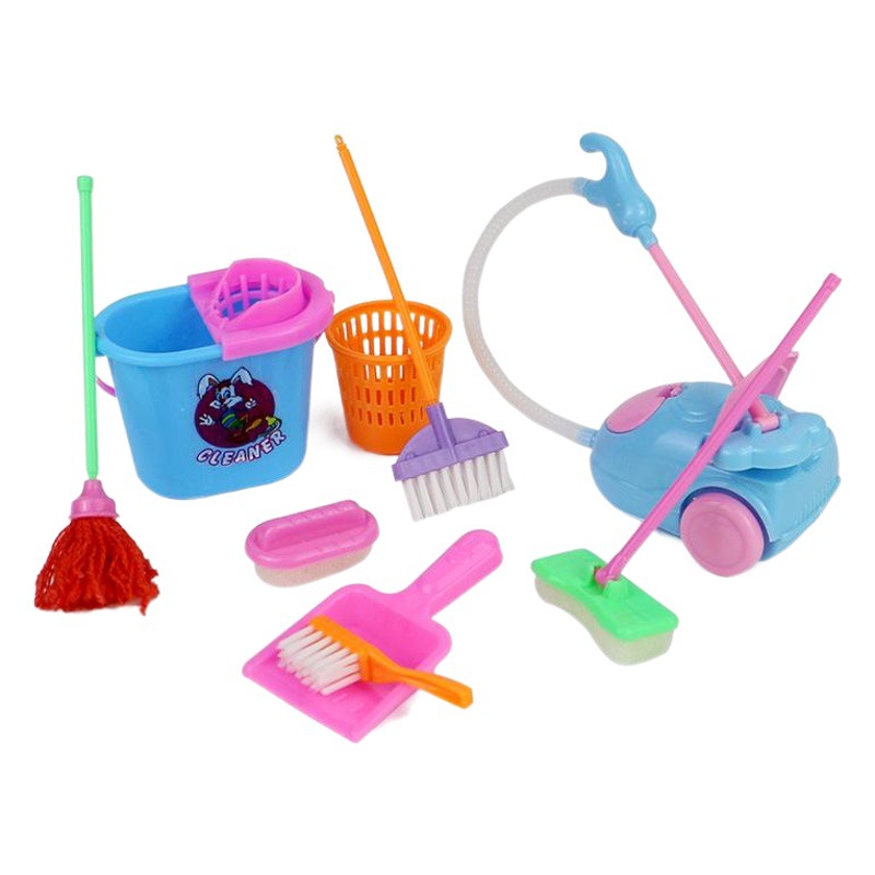 Doll Accessories Props Cleaning Set Kidsren Girls Wedding Dress Princess Play House Toys Artificial Cleaning Tools