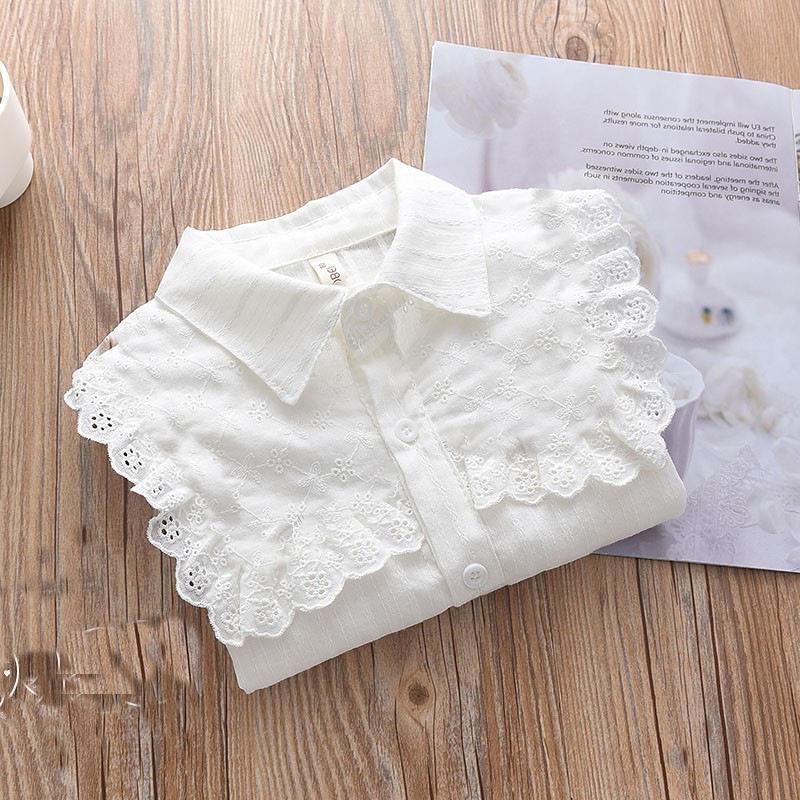 Picture of Shirt lace white girl's bottoming shirt top middle and small children's clothing student long sleeve middle and big children's inner wear overseas