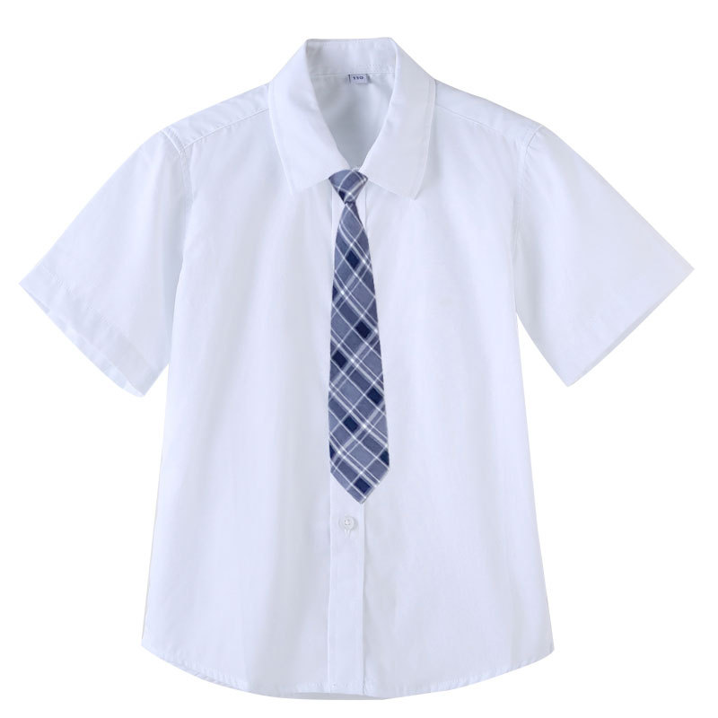 Picture of Boys' White Shirts, Kidsren's School Uniforms, Class Uniforms, Spring & Fall Long-Sleeved School Uniforms, Primary and Secondary School Students' White Shirts, Pure Cotton