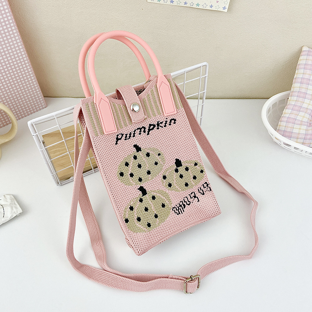Picture of Shoulder Crossbody Mobile Phone Bag Cute Knitted Hand Bag Cartoon Large Capacity All-match Coin Purse Handbag Wholesale