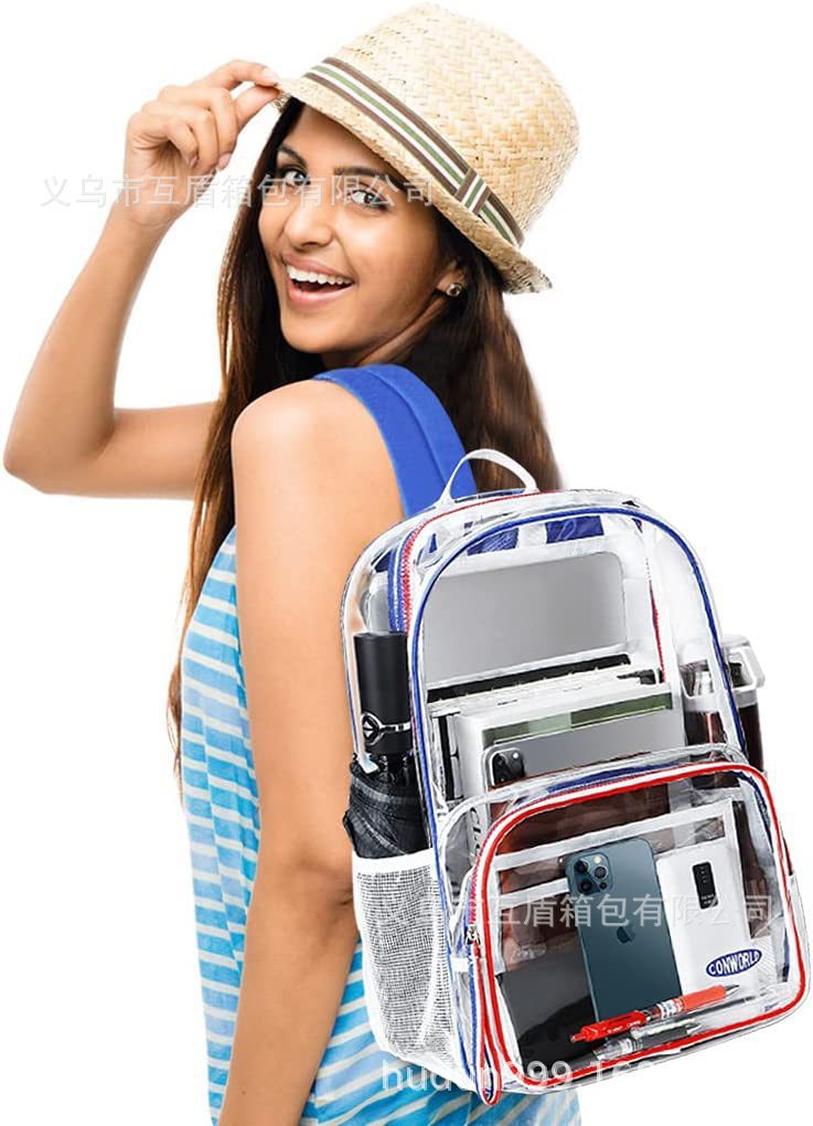 Picture of Outdoor Performance Travel school PVC transparent backpack, see-through backpack, suitable for school work sports,