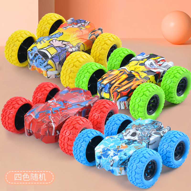 Picture of Children's four-wheel drive inertia double-sided graffiti off-road vehicle simulation off-road Boy gift stunt model anti-Fall Toy