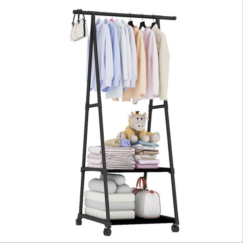 Picture of Coat Rack Triangle Coat Rack Floor Wheeled Mobile Multi-Layer Storage Rack Simple Modern Hanger Drying Rack