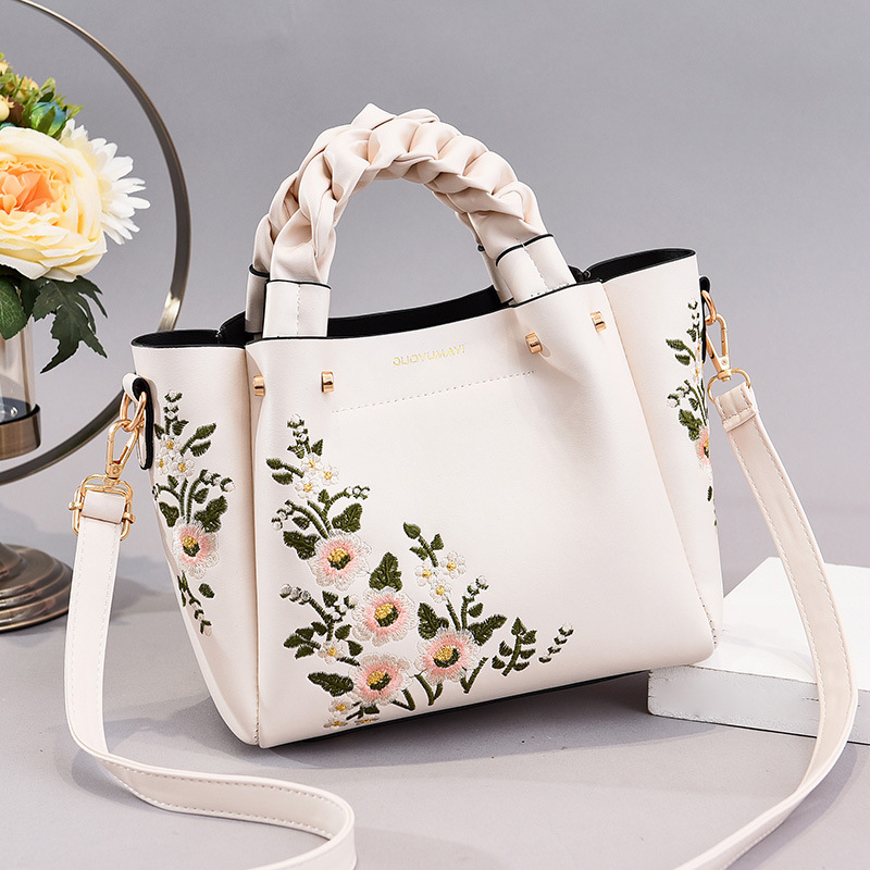Picture of Spring and Autumn New Women's Bag Handbag Crossbody Bag Embroidered Soft Leather Women's Bag Bucket Bag Women's Bag Soft Bag Women's Bag