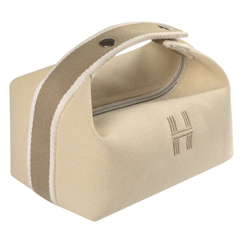 Simple Portable Cosmetic Bag, Portable Canvas Bag, European Style Waterproof and Dustproof Storage Bag, Large Capacity Toiletry Bag, Lunch Box Bag