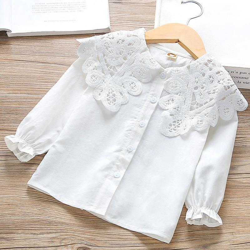 Picture of Shirt lace white girl's bottoming shirt top middle and small children's clothing student long sleeve middle and big children's inner wear overseas