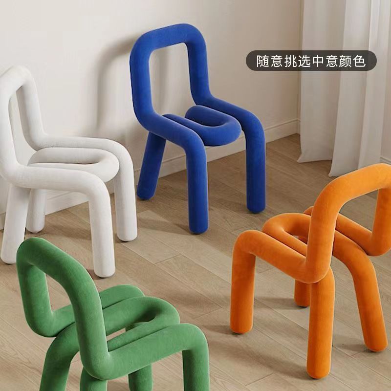 Picture of Unique Dining Chair Creative Comfortable Coffee Shop Studio Styling Manicure Stool Internet Celebrity Chair with Backrest Internet Celebrity Model