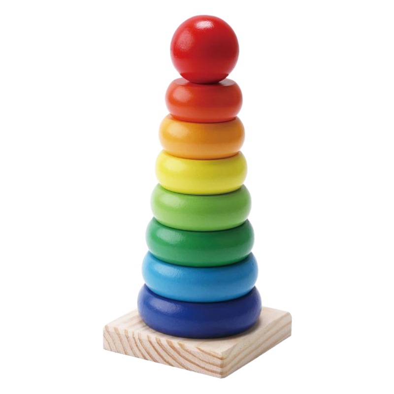 Wooden Ball Rainbow Tower Wooden Ring 1-3 Years Old Baby Early Education Educational Toy Tumbler