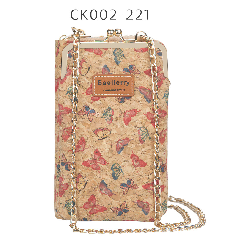 Picture of baellerry ladies wallet vertical wood grain mobile phone bag multi card wallet chain shoulder messenger bag wholesale