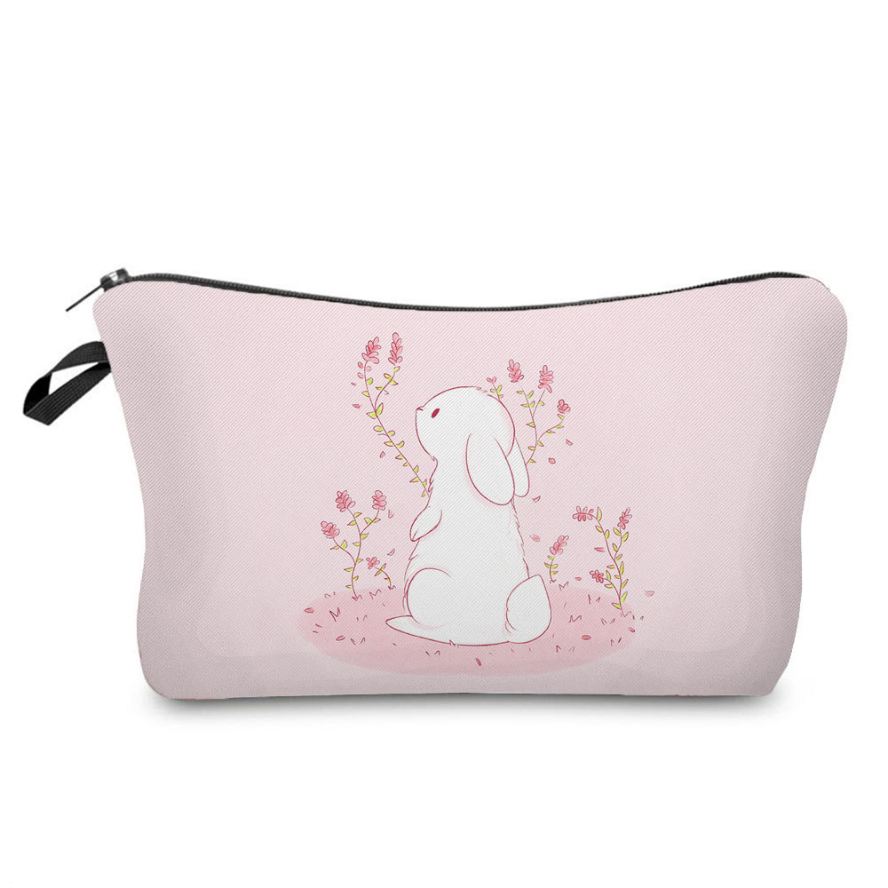 Picture of Trendy cartoon new rabbit printed cosmetic bag fashionable cute drop-resistant storage bag large capacity wash bag