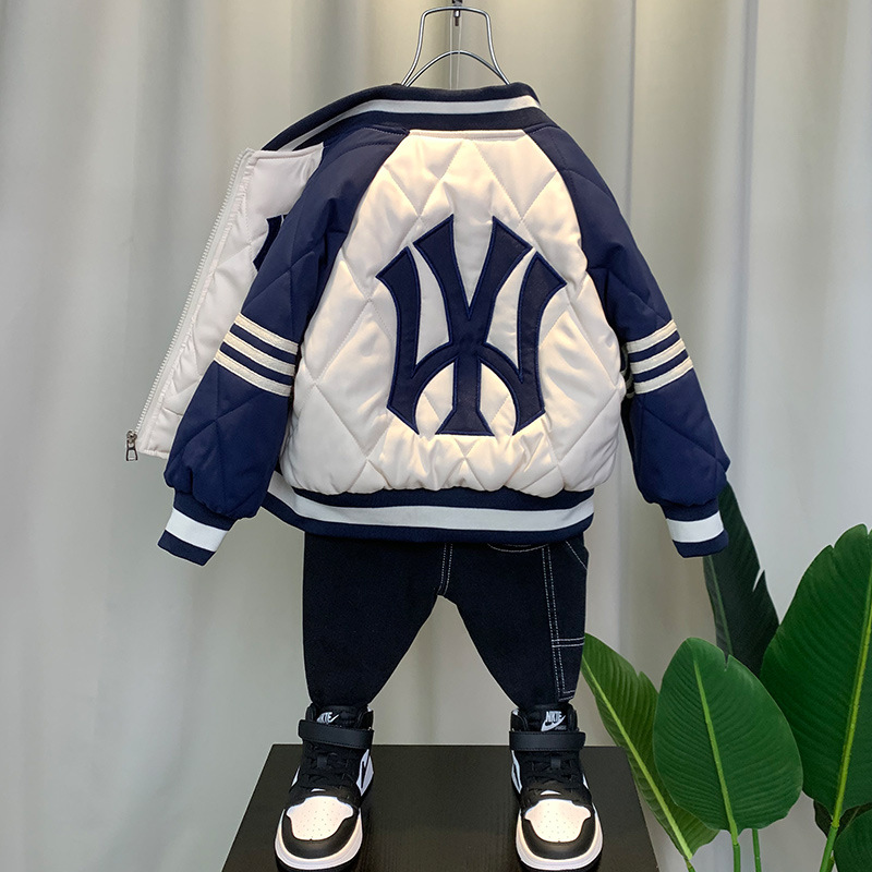 Picture of Boys' quilted jacket two-cotton spring and autumn children's thin velvet cotton-padded jacket 24 new boys' clothes boys' autumn baseball uniform