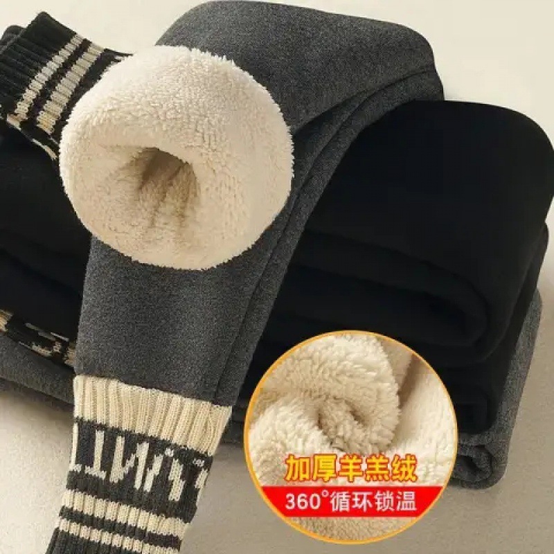 Girls' Leggings fleece-lined Thickened Autumn and Winter Children's One-piece Velvet Lamb Velvet Pants Outer Wearing Children's Warm Pants
