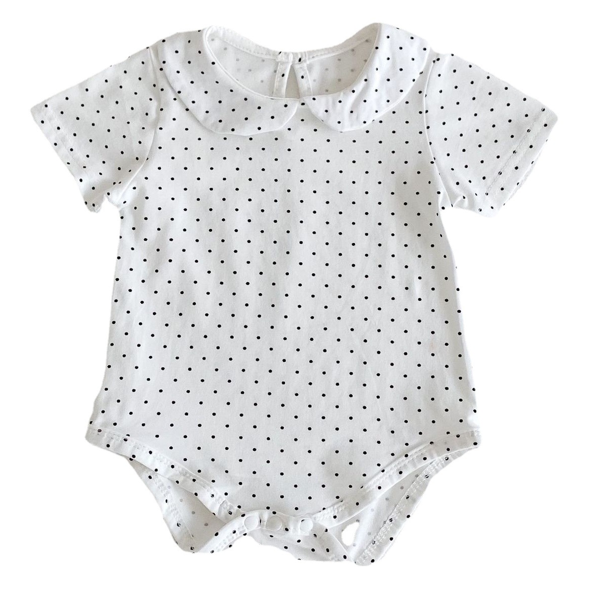 Ins 2025 New Summer Products for Infants and Young Kidsren, Baby Girls, Polka Dots, Doll Collar, Jumpsuits, Rompers