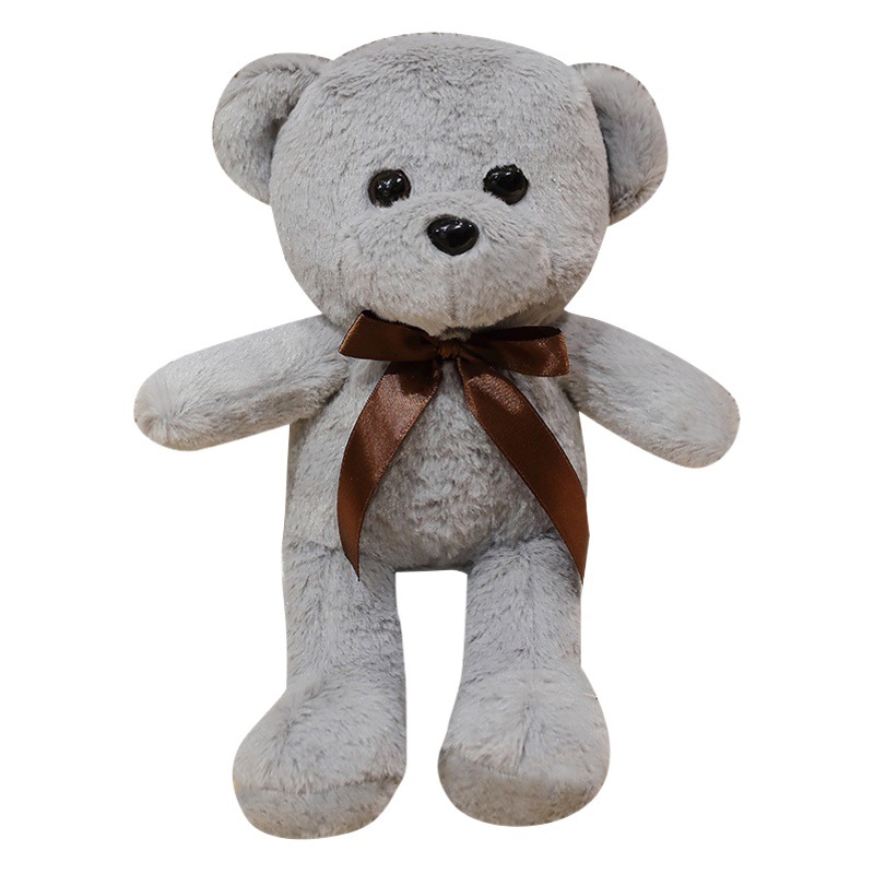 Factory wholesale rabbit fur ribbon bear wedding gift throw doll plush toy doll machine bow tie Bear