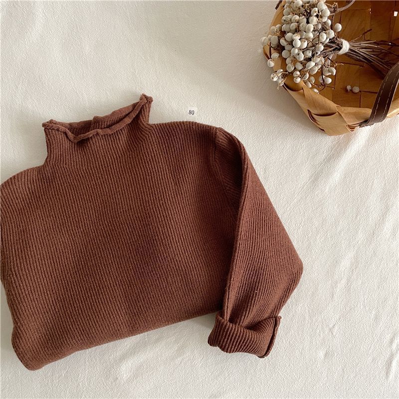 Picture of [in stock children's turtleneck sweater boys and girls semi-turtleneck thin sweater baby core-spun yarn soft elastic