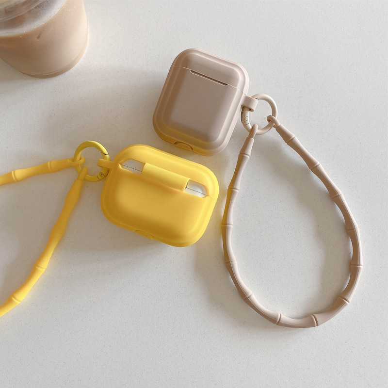Picture of Simple Pure Color Belt Pendant Suitable for Airpods4 Protective Case Apple 1/2 Silicone Headphone Case with Lanyard Source