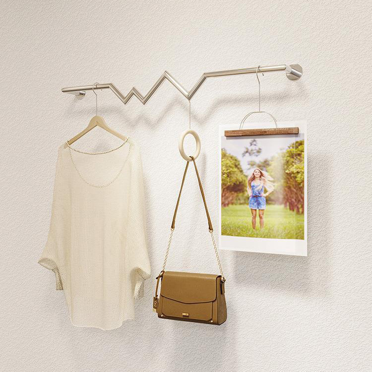 Picture of Stainless Steel Positive Hanging Display Rod Children's Clothing Store Display Rack Wall Hanging One-word Shelf Point Hanging Clothing Store Hanging Hangers