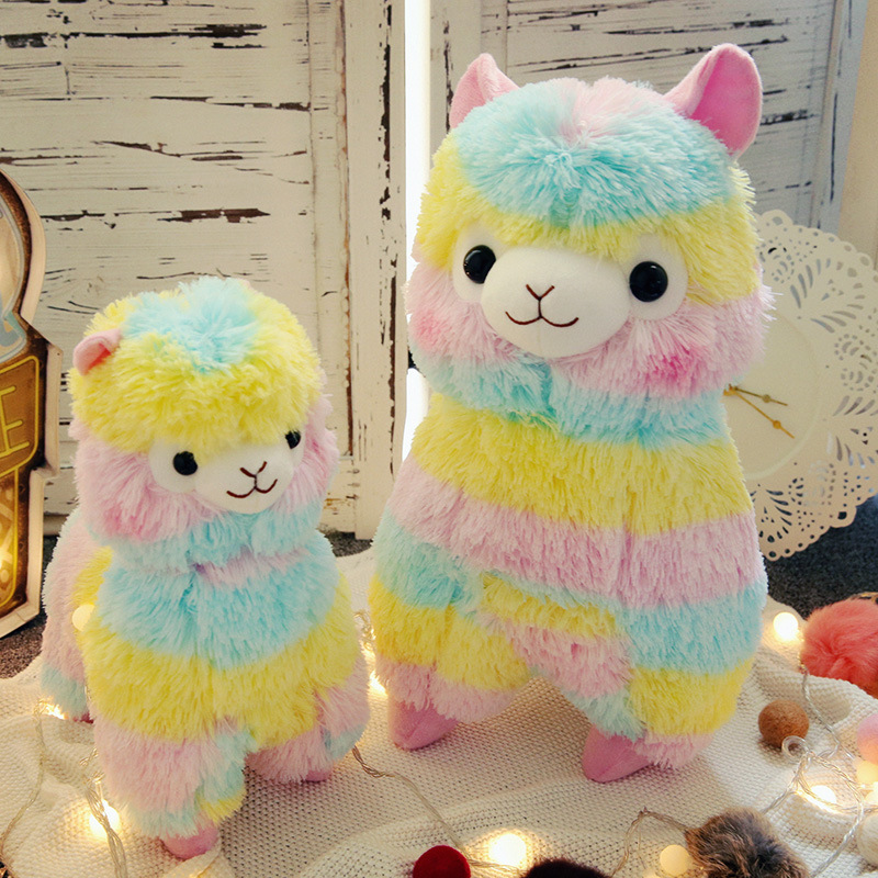Picture of in stock Cute Beast Rainbow Alpaca Velvet Toy Color Alpaca Doll Pillow Doll Plush