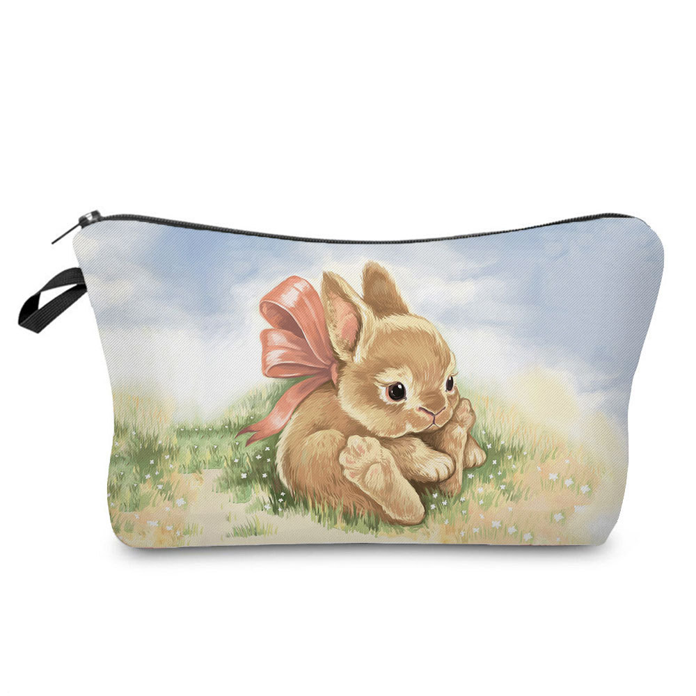 Picture of Trendy cartoon new rabbit printed cosmetic bag fashionable cute drop-resistant storage bag large capacity wash bag