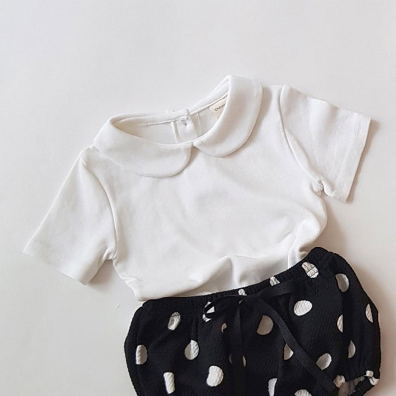 Picture of In Stock Korean Summer Boys and Girls Baby Suit Round Neck Short-sleeved T-shirt All-match Half-sleeved Pants Big Pp Bread Pants Children's Set