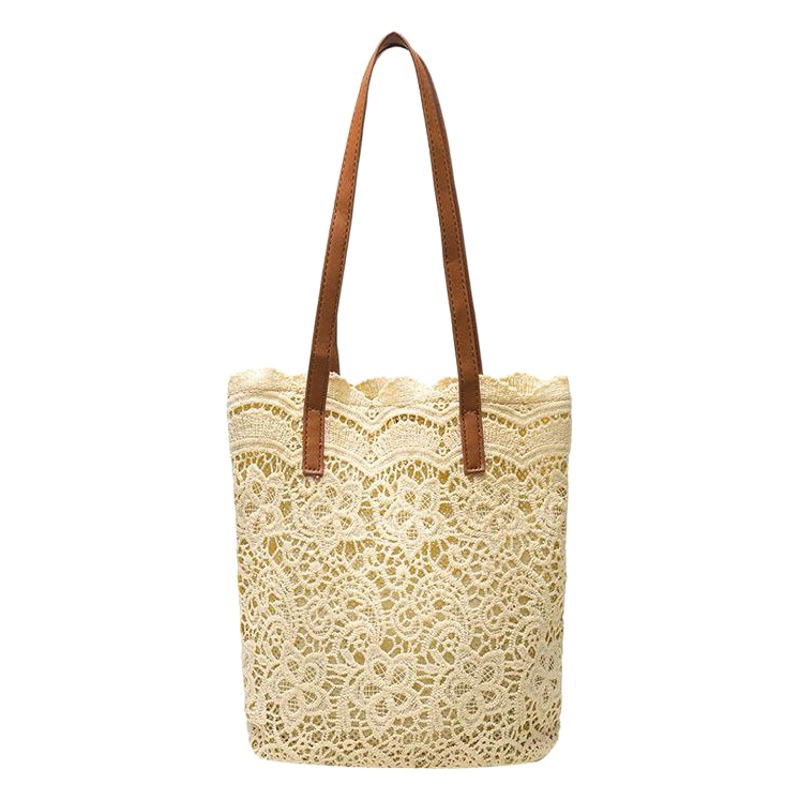 2020 Spring and Summer New Korean Style Forest Lace Beautiful Shoulder Bag Handbag Women's Large Capacity Bucket Shopping Bag