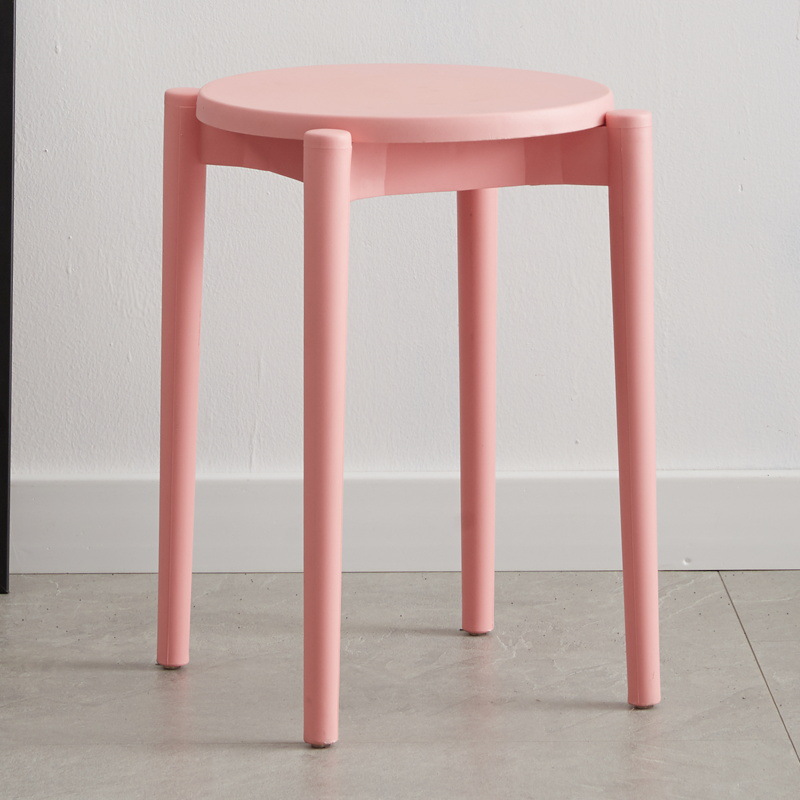 Picture of Plastic round stool home living room stackable stool modern simple color dining table and chair adult cooked plastic bench