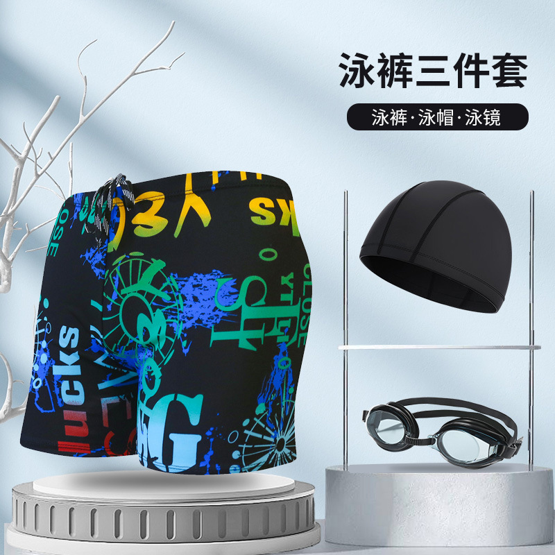 Picture of Explosions swimming trunks adult men's plus size anti-embarrassment boxer men's printing beach hot spring swimming trunks factory wholesale