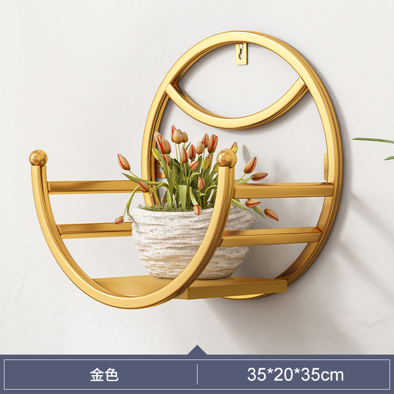 Picture of Wall-mounted Flower Rack for Living Room Balcony Ironwork Punch-free Green Rose Fleshy Flower Pot Plant Flower Shelf