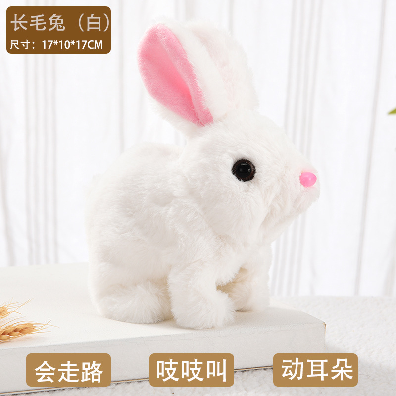 Picture of Plush Electric White Rabbit Simulation Pet Can Walk, Call, Move Mouth, Shake Ears Angora Rabbit Pet Toy