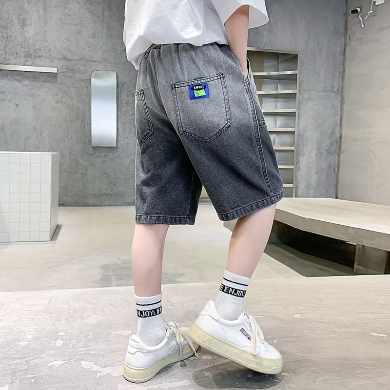 Boys' Cropped Pants Boys' Shorts Loose Children's Shorts Teenagers Kids Pants Wearing Western-style All-match Gradient