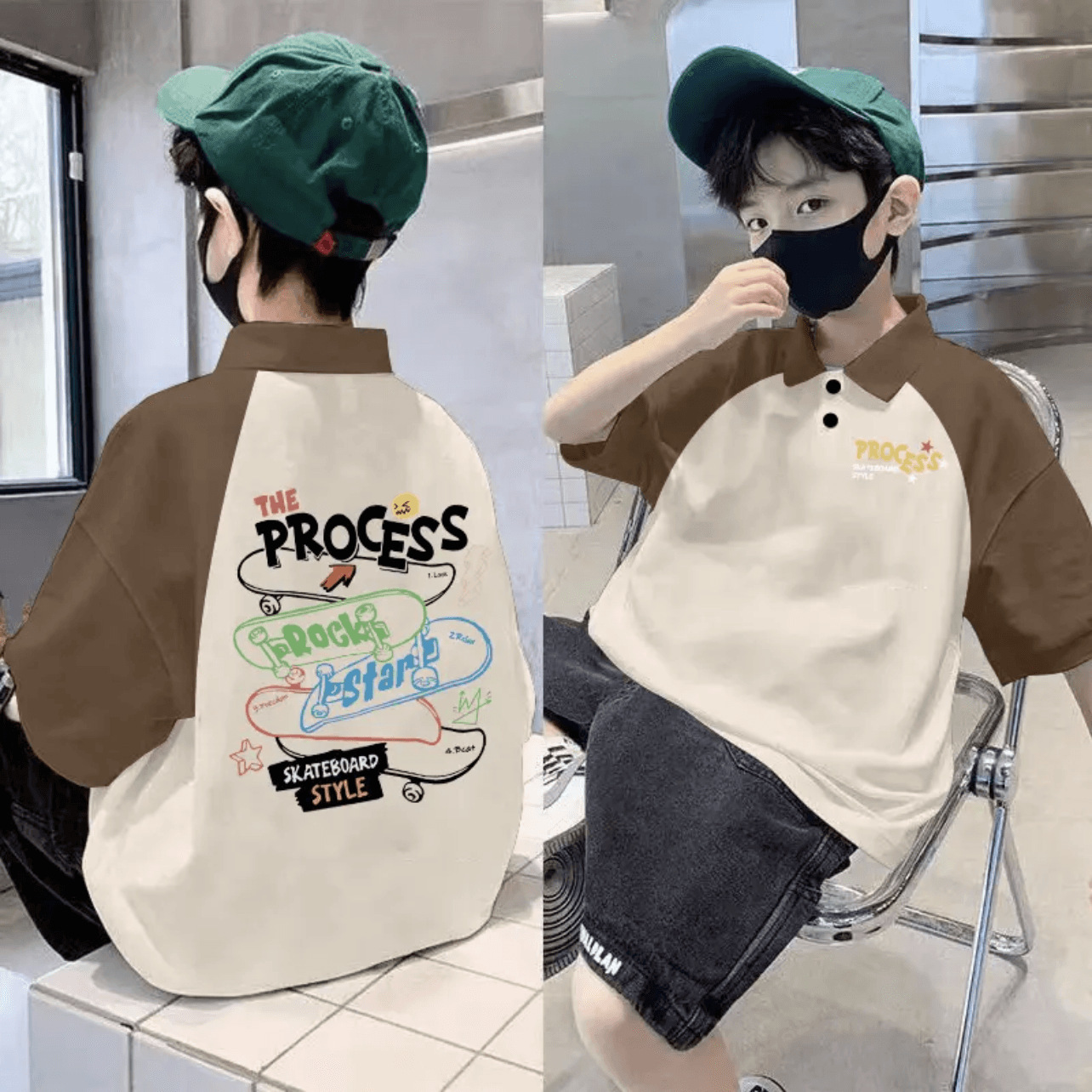 Picture of 2025 Children's Cotton Children's Wear Summer New Polo Shirt Trendy Boys' Western Style Short-sleeved T-shirt Large Children's Lapel