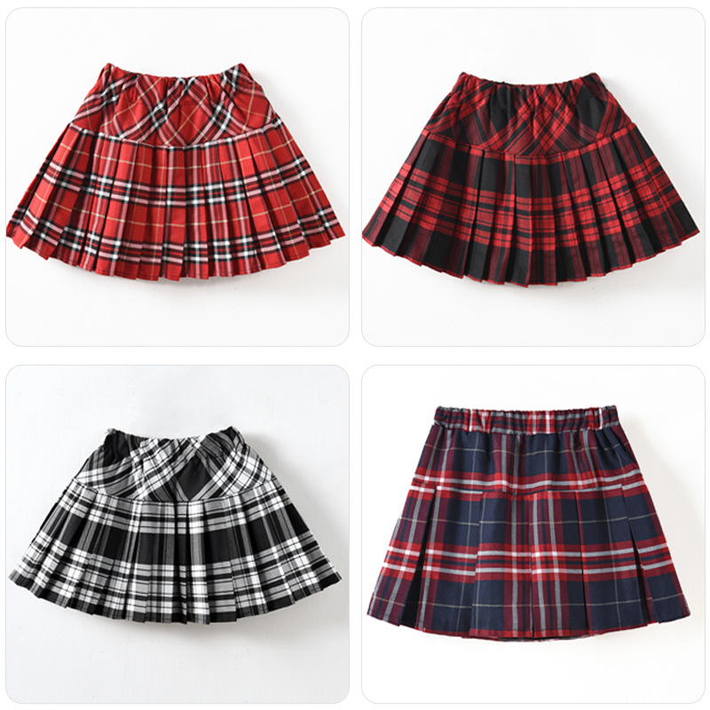 Picture of Girl's Pleated Skirt Skirt Children's Middle and Big School khaki School Uniform Short Skirt Girl's College Style Skirt