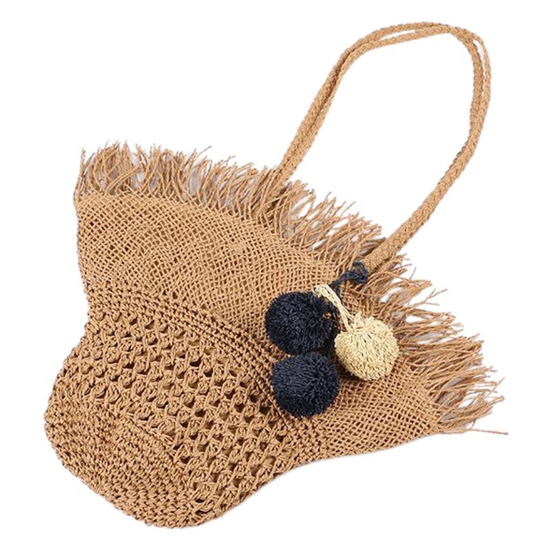 2023 New Straw Beach Bag Summer Fairy Stylist Woven Bag Korean-style All-match Holiday Crossbody Handbag